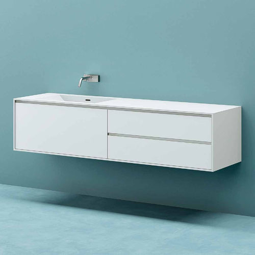 Wandhängender Waschtisch-Unterschrank - INFINITY 5 - PLANIT - Holzfurnier / Corian® / modern