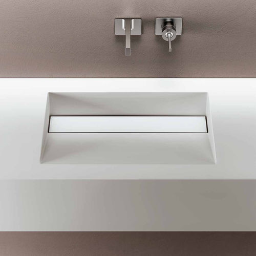 Eingebautes Waschbecken - CASCADE - PLANIT - Corian® / mit integrierter Waschtischplatte / rechteckig
