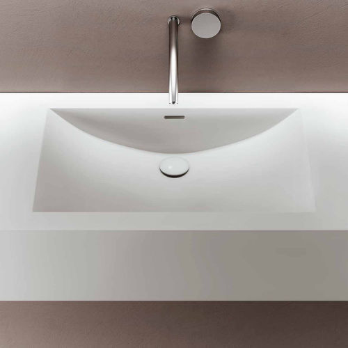 Eingebautes Waschbecken - CUNA - PLANIT - Corian® / mit integrierter Waschtischplatte / rechteckig
