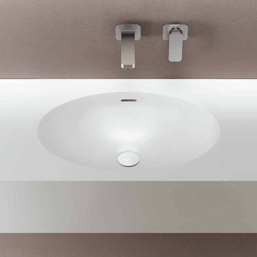Eingebautes Waschbecken - DROP - PLANIT - Corian® / mit integrierter Waschtischplatte / oval