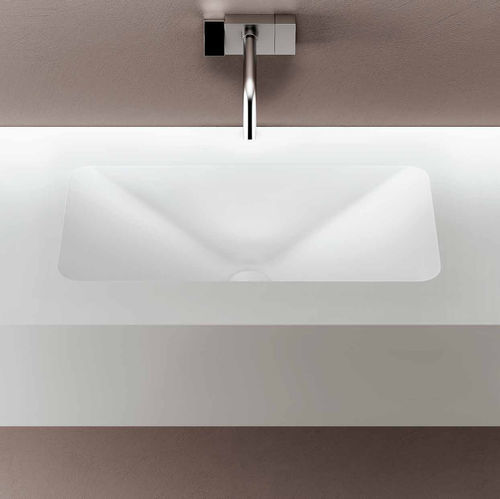 Eingebautes Waschbecken - SQUARE - PLANIT - Corian® / mit integrierter Waschtischplatte / rechteckig