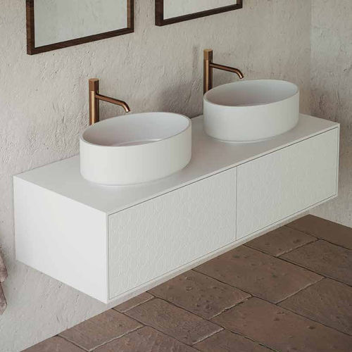 Doppelter Waschtisch-Unterschrank - INFINITY 4 - PLANIT - wandhängend / Holzfurnier / Corian®