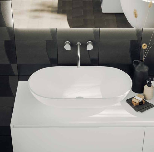 Aufsatzwaschbecken - CONCAVE - PLANIT - Corian® / oval / ohne Öffnung