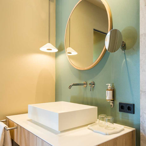 Aufsatzwaschbecken - LIBRA - PLANIT - Corian® / rechteckig / ohne Öffnung