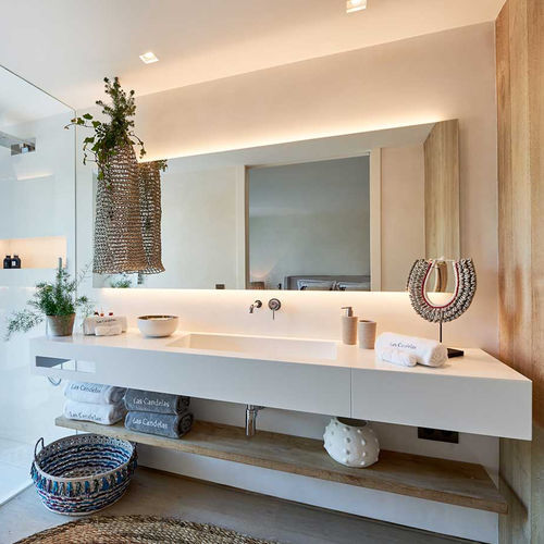 Eingebautes Waschbecken - LIBRA - PLANIT - Corian® / mit integrierter Waschtischplatte / rechteckig