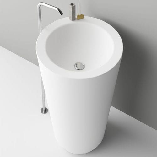 Totem-Waschbecken - TRENCH - PLANIT - Corian® / Mischbatterie / konisch