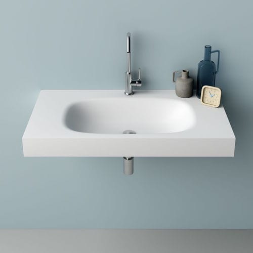 Eingebautes Waschbecken - STRETCH - PLANIT - Corian® / mit integrierter Waschtischplatte / rechteckig