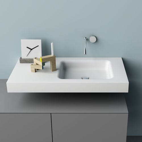 Eingebautes Waschbecken - TERRACE - PLANIT - Corian® / mit integrierter Waschtischplatte / rechteckig