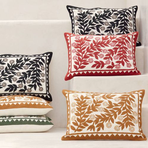 Rechteckiges Kissen - Canopée - Elitis - Blumenmotiv / für Privatgebrauch / Leinen