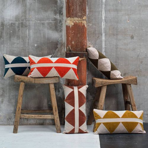 Kissen für Außenbereich - Minos - Elitis - rechteckig / geometrisches Muster / Patchwork