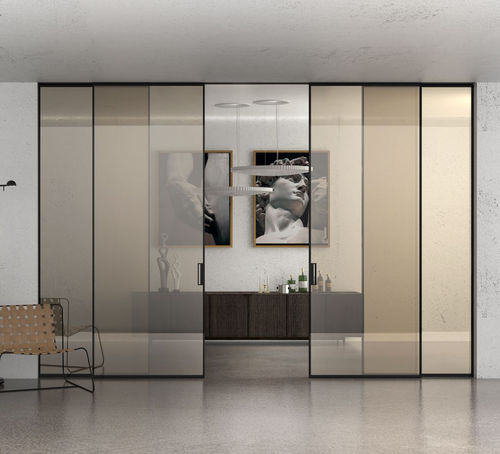 Tür für Innenbereich - VAS2b - SI4A2F - SB- G07 - AGOPROFIL S.p.A - Glas / Aluminium / Schiebe