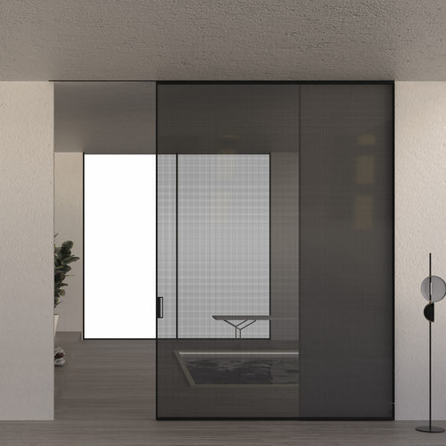 Tür für Innenbereich - VAS1b -SE1A - SB - G09+DR - AGOPROFIL S.p.A - Hartglas / Aluminium / anodisiertes Aluminium