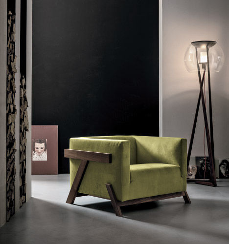 Moderner Sessel - HOLLY - Nuova Linea Valentini - Stoff / Holz / grün