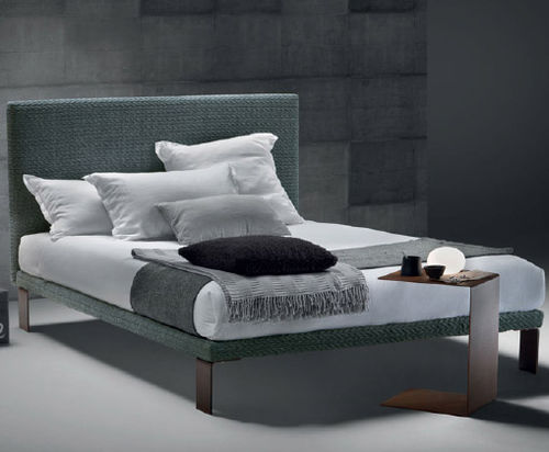 Doppelbett - ESSENTIAL - Nuova Linea Valentini - modern / gepolstertes Kopfteil / Bettkasten