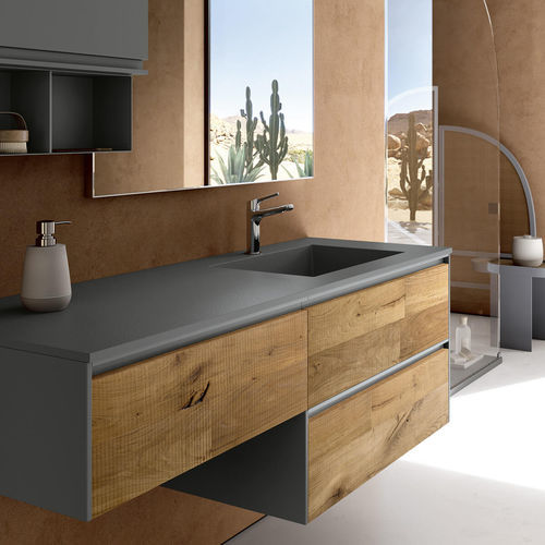 Wandhängender Waschtisch-Unterschrank - SW102  - RAB ARREDOBAGNO - Holz / HPL / modern