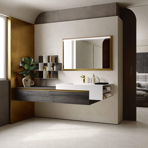 Wandhängender Waschtisch-Unterschrank - SW104  - RAB ARREDOBAGNO - Holz / HPL / modern
