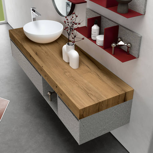 Wandhängender Waschtisch-Unterschrank - SW106  - RAB ARREDOBAGNO - Holz / HPL / modern
