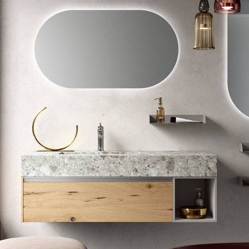 Wandhängender Waschtisch-Unterschrank - SW107  - RAB ARREDOBAGNO - Holz / HPL / modern