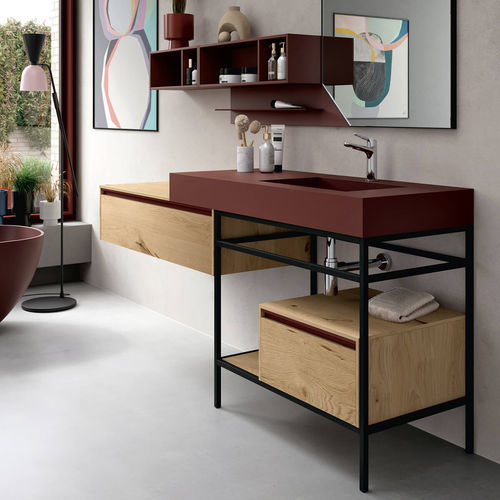 Wandhängender Waschtisch-Unterschrank - SW108  - RAB ARREDOBAGNO - freistehend / Holz / HPL