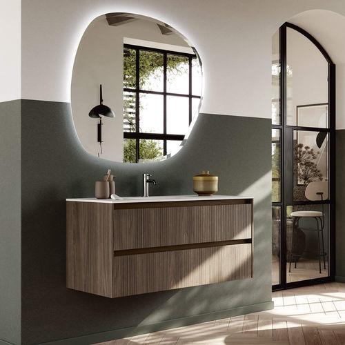 Wandhängender Waschtisch-Unterschrank - SW111  - RAB ARREDOBAGNO - Holz / HPL / modern