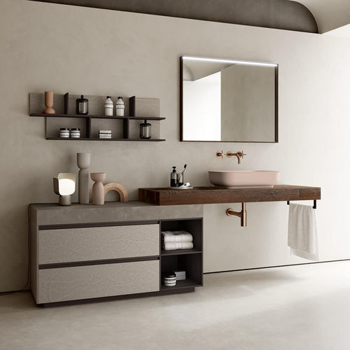 Wandhängender Waschtisch-Unterschrank - SW115  - RAB ARREDOBAGNO - freistehend / Holz / HPL