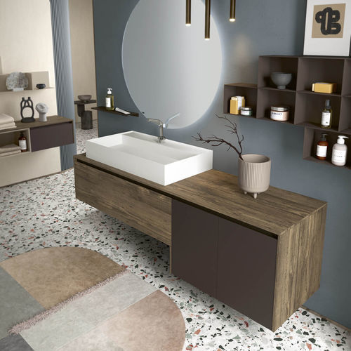 Wandhängender Waschtisch-Unterschrank - TR107 - RAB ARREDOBAGNO - HPL / modern / ohne Tür