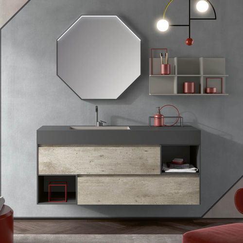 Wandhängender Waschtisch-Unterschrank - TR112 - RAB ARREDOBAGNO - HPL / modern / ohne Tür