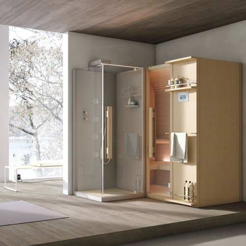Infrarotsauna - CUNA SHOWER - HAFRO srl - für Privatgebrauch / Hemlock / Hartglas