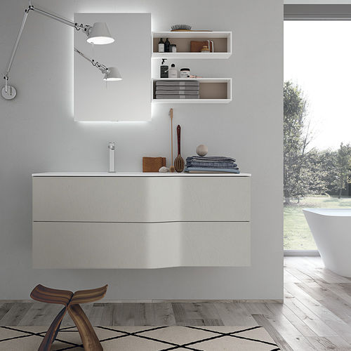Freistehender Waschtisch-Unterschrank - COMPOSITION 11 - HAFRO srl - Esche / Verbundwerkstoff / modern