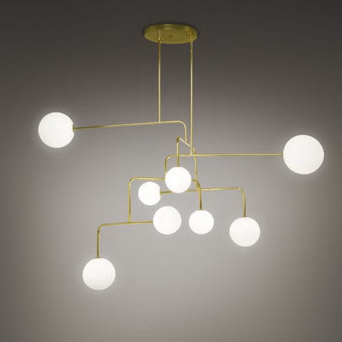 Moderner Kronleuchter - CONSTELLATION - alma light - Glas / Messing / 8 Glühbirnen