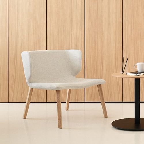 Moderner Kaminsessel - WRAPP - Viccarbe - Stoff / Leder / grau