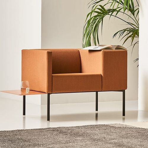 Moderner Sessel - BRIX - Viccarbe - Stoff / Leder / Massivholz