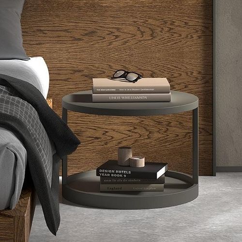 Moderner Nachttisch - Moon - Arlex - Holz / Gestell aus Holz / rund