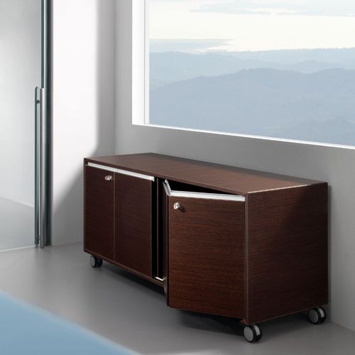 Niedriger Aktenschrank - FD205 - Arlex - Laminat / Stahl / mit Rollen