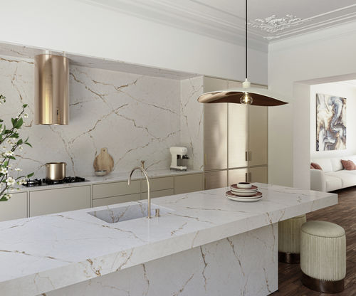 Silestone®-Arbeitsplatte - Le chic : Versailles Ivory - Cosentino - für Küche / weiß / poliert