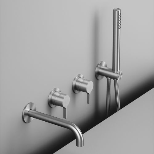 Zweigriffmischer für Badewanne - VOLCANO 36 69.00 - QuadroDesign - wandmontiert / Edelstahl / für Badezimmer