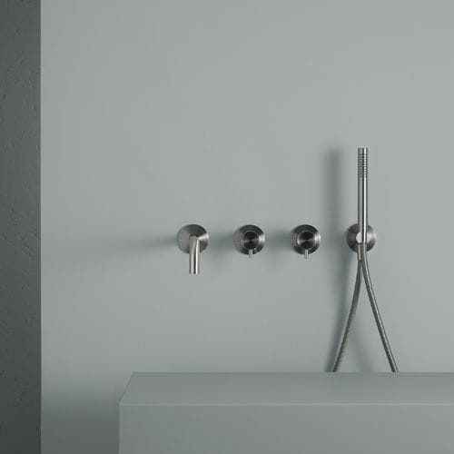 Einhebelmischer für Badewanne - SOURCE 13 69 R - QuadroDesign - wandmontiert / Edelstahl / für Badezimmer