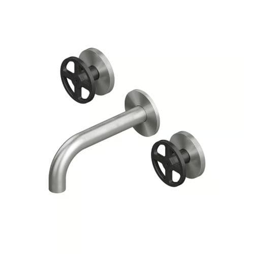 Zweigriffmischer für Waschbecken - VALVOLA02 20 10V - QuadroDesign - wandmontiert / Einbau / Edelstahl AISI 316