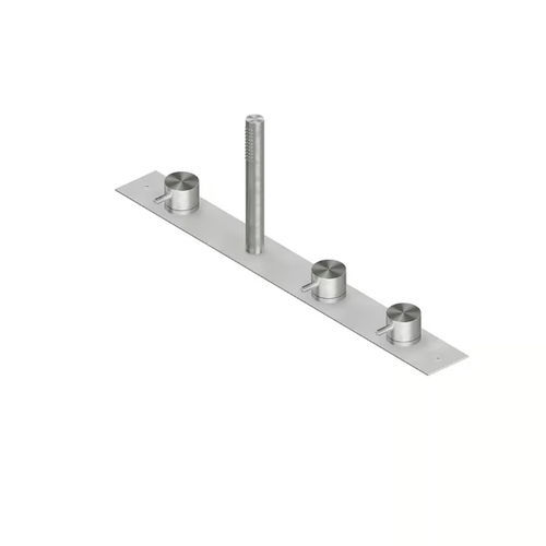 Zweigriffmischer für Waschtisch - SOURCE 12 97 R - QuadroDesign - Aufsatz / Edelstahl / für Badezimmer