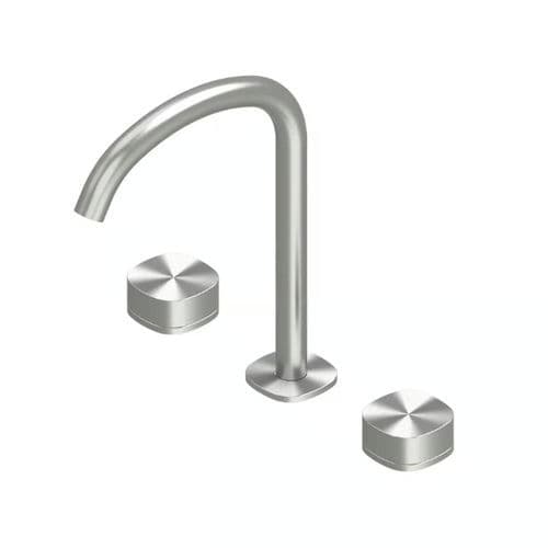 Zweigriffmischer für Waschtisch - SUPER 22 32V - QuadroDesign - im Bereich / gebürsteter Edelstahl / Edelstahl AISI 316