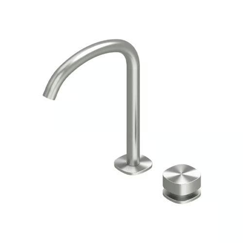 Einhebelmischer für Waschbecken - SUPER 22 32T - QuadroDesign - Aufsatz / Einbau / gebürsteter Edelstahl