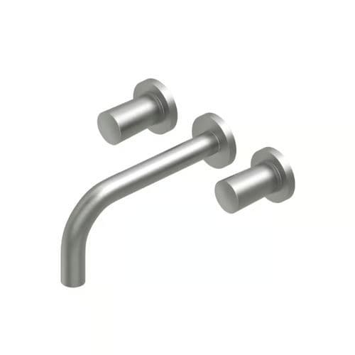 Zweigriffmischer für Waschbecken - ONO 90 02 - QuadroDesign - wandmontiert / Edelstahl / gebürsteter Edelstahl