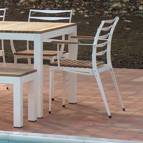 Moderner Gartenstuhl - TWIN - FIVE STARS ITALY - für Außenbereich / Aluminium / Teakholz
