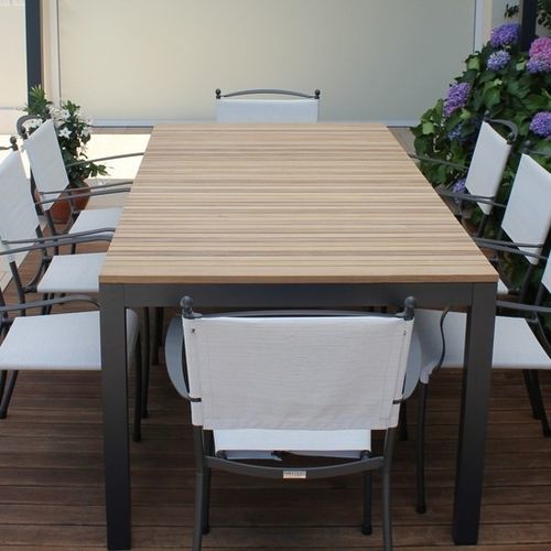 Moderner Tisch - ARIETE - FIVE STARS ITALY - Teakholz / Gestell aus Aluminium / rechteckig