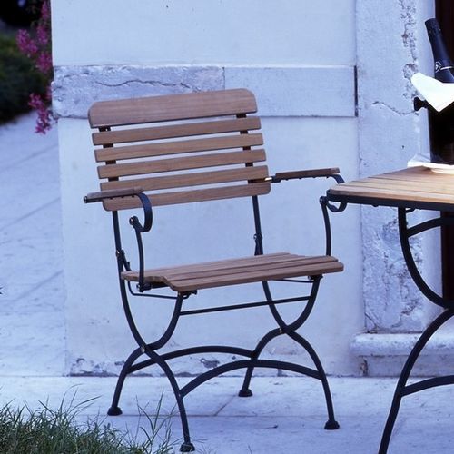 Moderner Gartenstuhl - AGENA - FIVE STARS ITALY - für Außenbereich / Metall / Teakholz