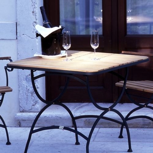 Moderner Tisch - POLAR - FIVE STARS ITALY - Teakholz / Gestell aus Metall / quadratisch
