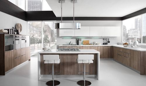 Moderne Küche - AIRONE - Torchetti Cucine - Holz / Kochinsel / mit Griffen