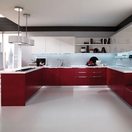 Moderne Küche - AIRONE - Torchetti Cucine - Holz / U-Rohr / mit Griffen