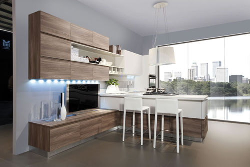 Moderne Küche - CORINE - Torchetti Cucine - Holzfurnier / L-förmig / ohne Griff