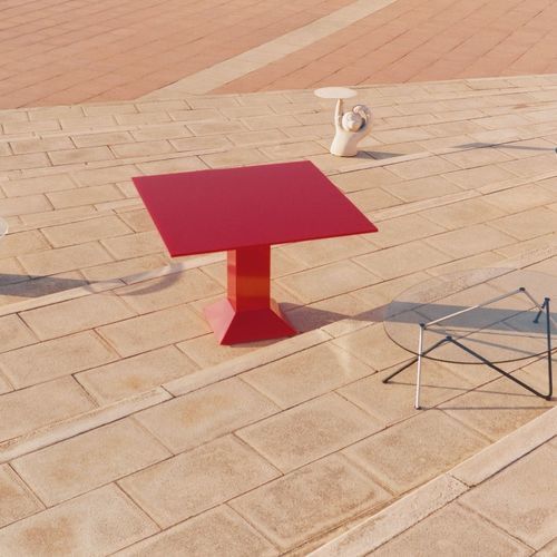 Moderner Esstisch - METTSASS - BD Barcelona Design - Glas / Gestell aus Stahlblech / quadratisch